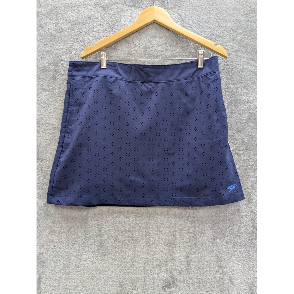 Sporty Speedo Skort Womens Large Navy Blue Eyelet Laser Cut‎ Athletic Skirt